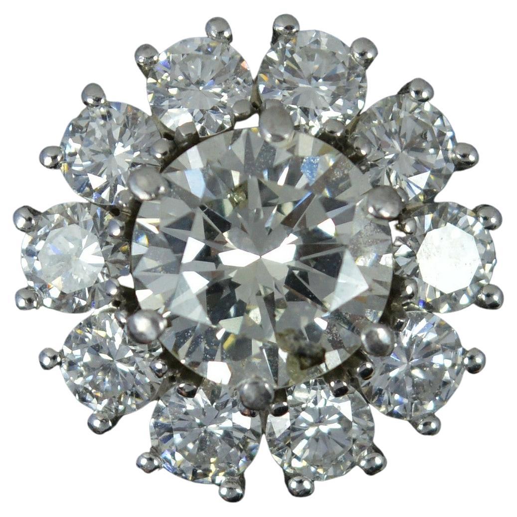 Stunning 3.5 Carat Diamond and 18 Carat White Gold Cluster Engagement Ring