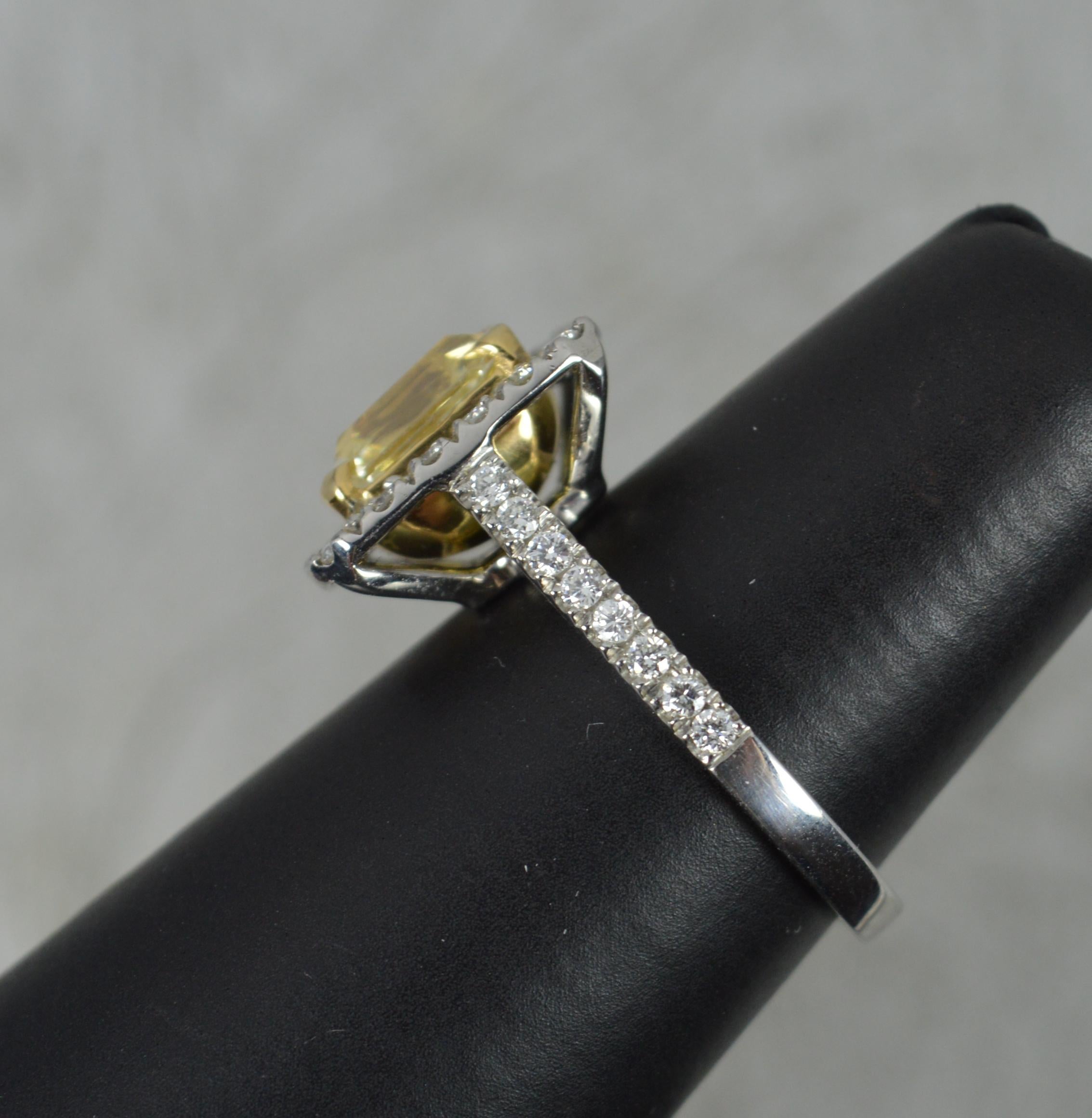 Stunning 3.75 Carat Yellow Diamond and Platinum Engagement Cluster Ring 3