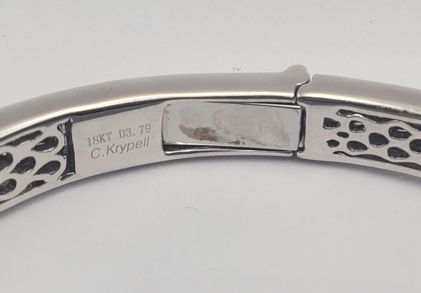 Contemporain Superbe bracelet jonc à charnières signé Charles Krypell, avec diamants ronds de 3,79 carats en vente