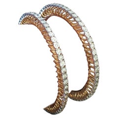 Stunning 3.80 Cts Round Brilliant Cut Diamonds Eternity Bangles In 14K Rose Gold