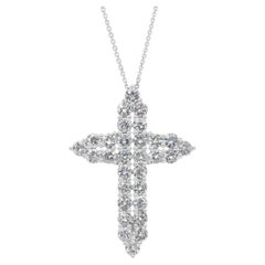 Stunning 3.88ct Diamonds Necklace with Cross Pendant in 18k White Gold