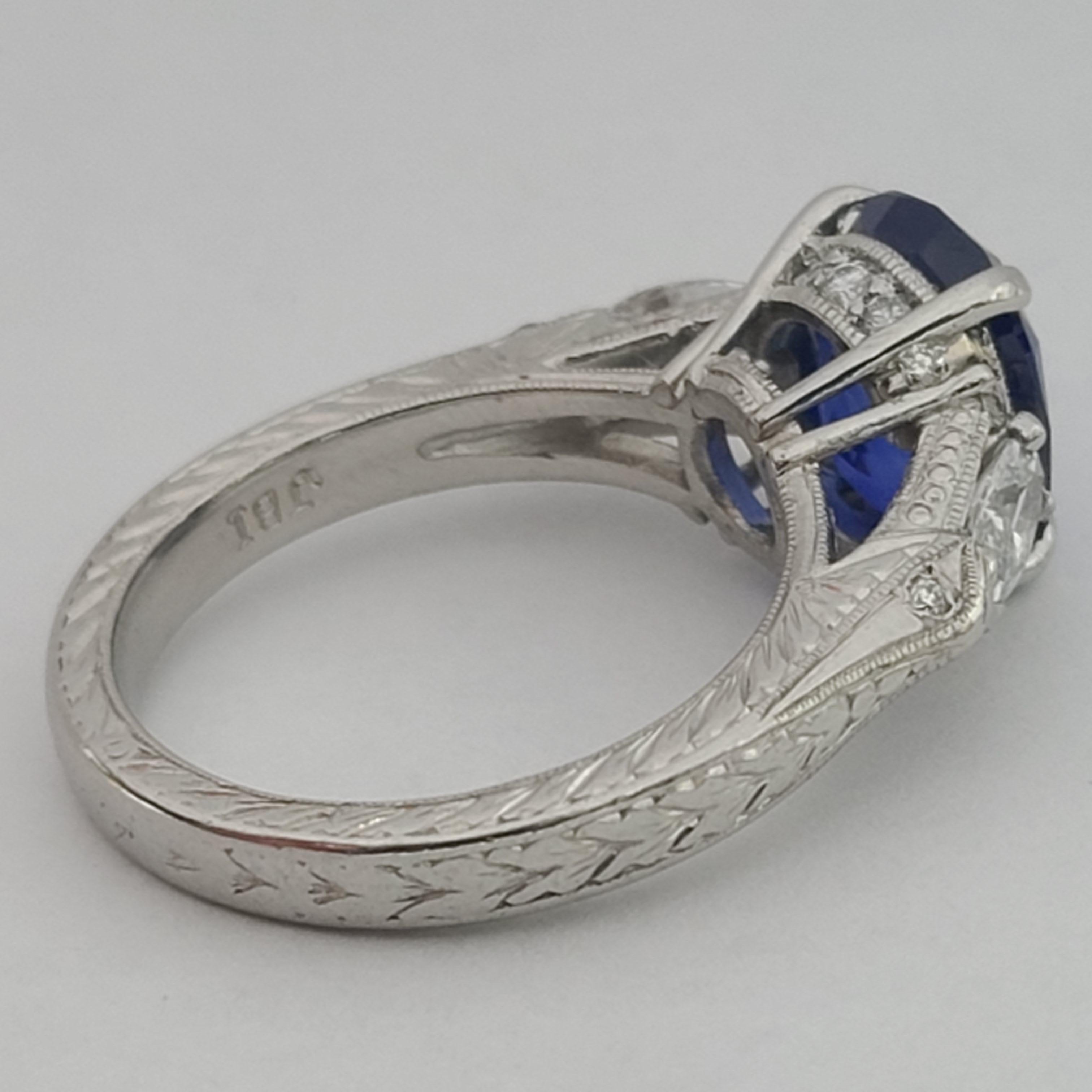 Oval Cut Stunning 3.91ct Natural Blue Sapphire 1.10ctw Diamond E-F VVS2-VS2 JBI Platinum  For Sale