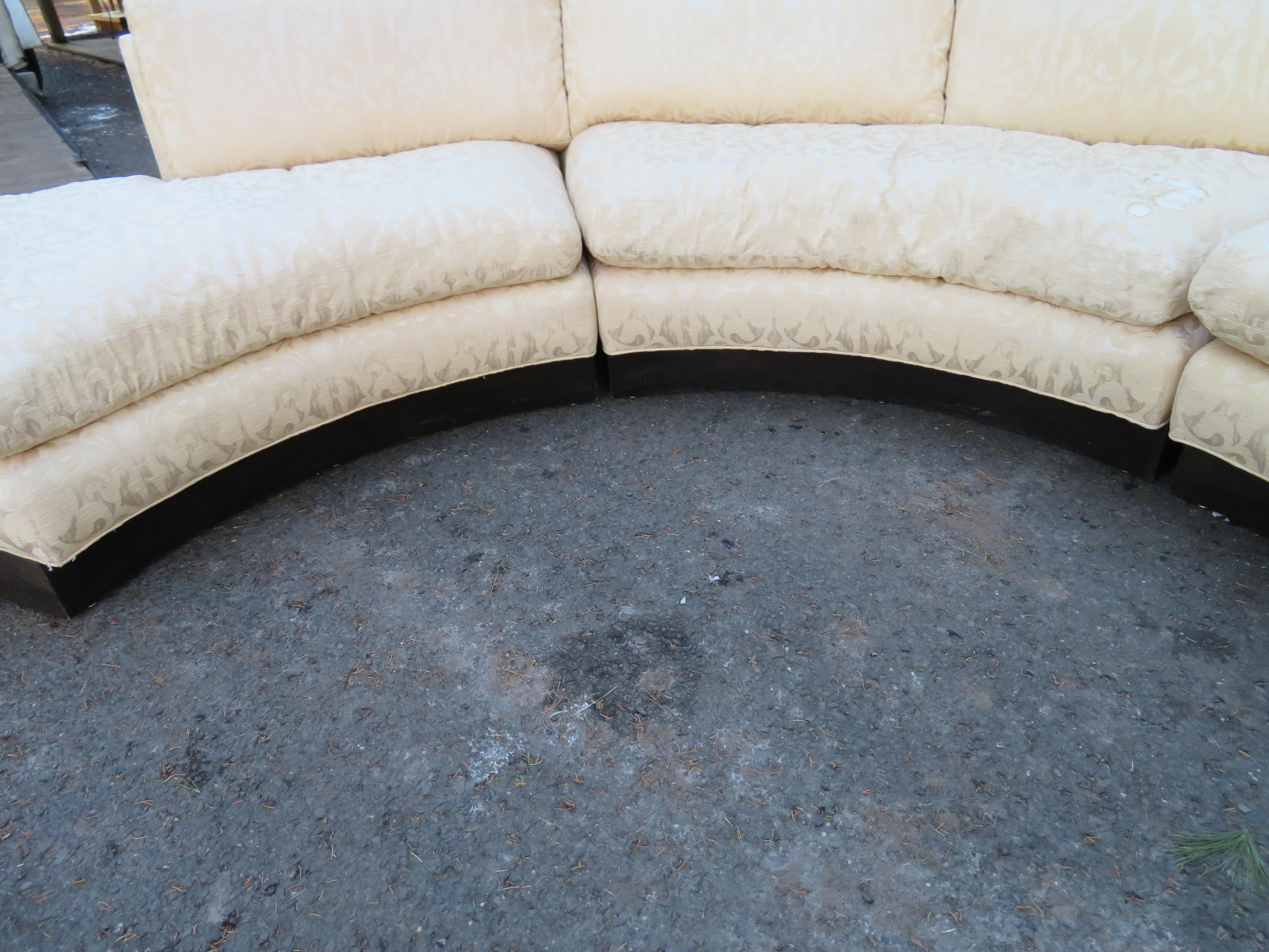 Stunning 4-Piece Erwin Lambeth Circular Curved Sofa Sectional Mid-Century Modern 5