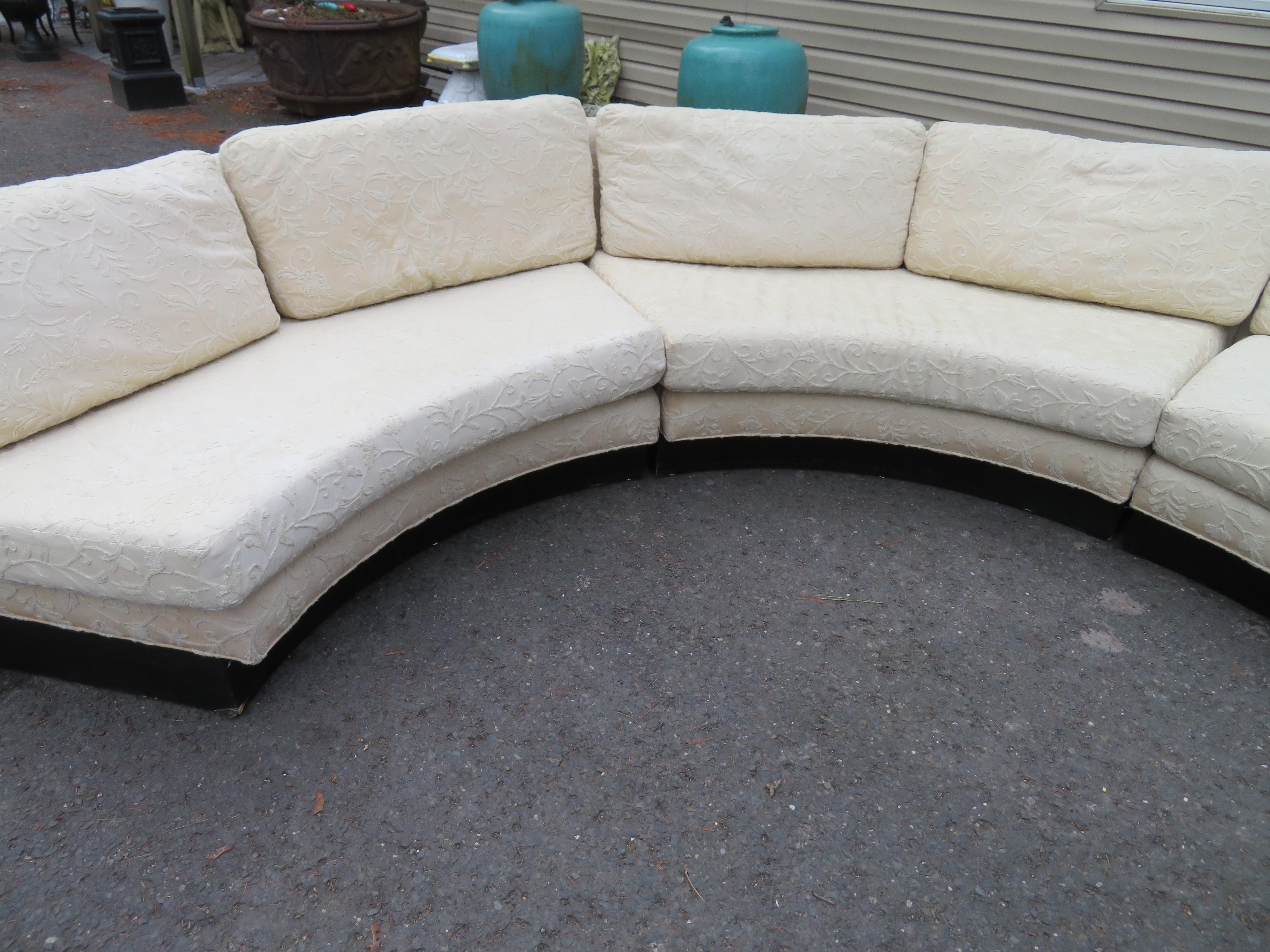 Stunning 4-Piece Erwin Lambeth Circular Curved Sofa Sectional Mid-Century Modern For Sale 2