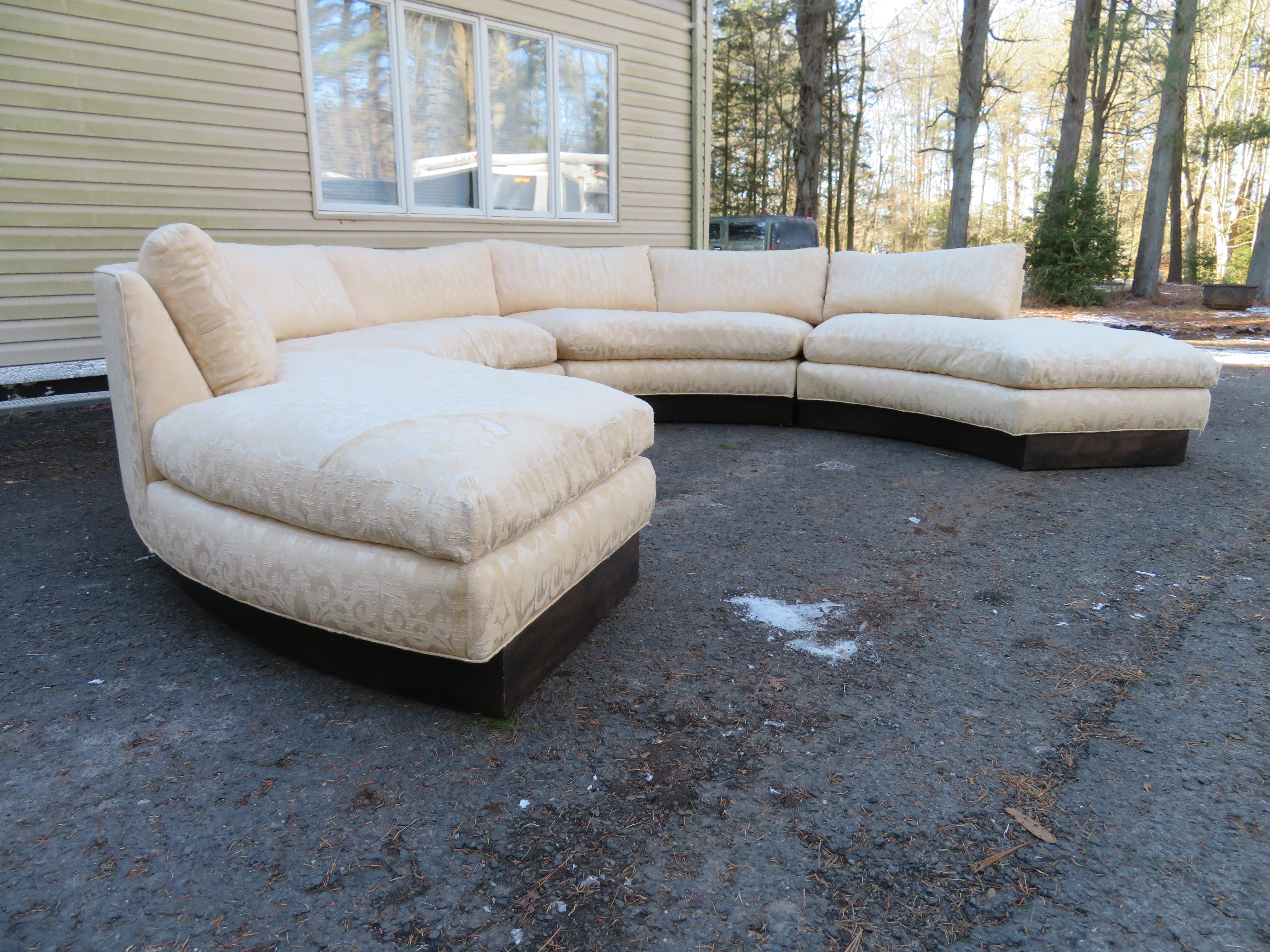 Stunning 4-Piece Erwin Lambeth Circular Curved Sofa Sectional Mid-Century Modern 7