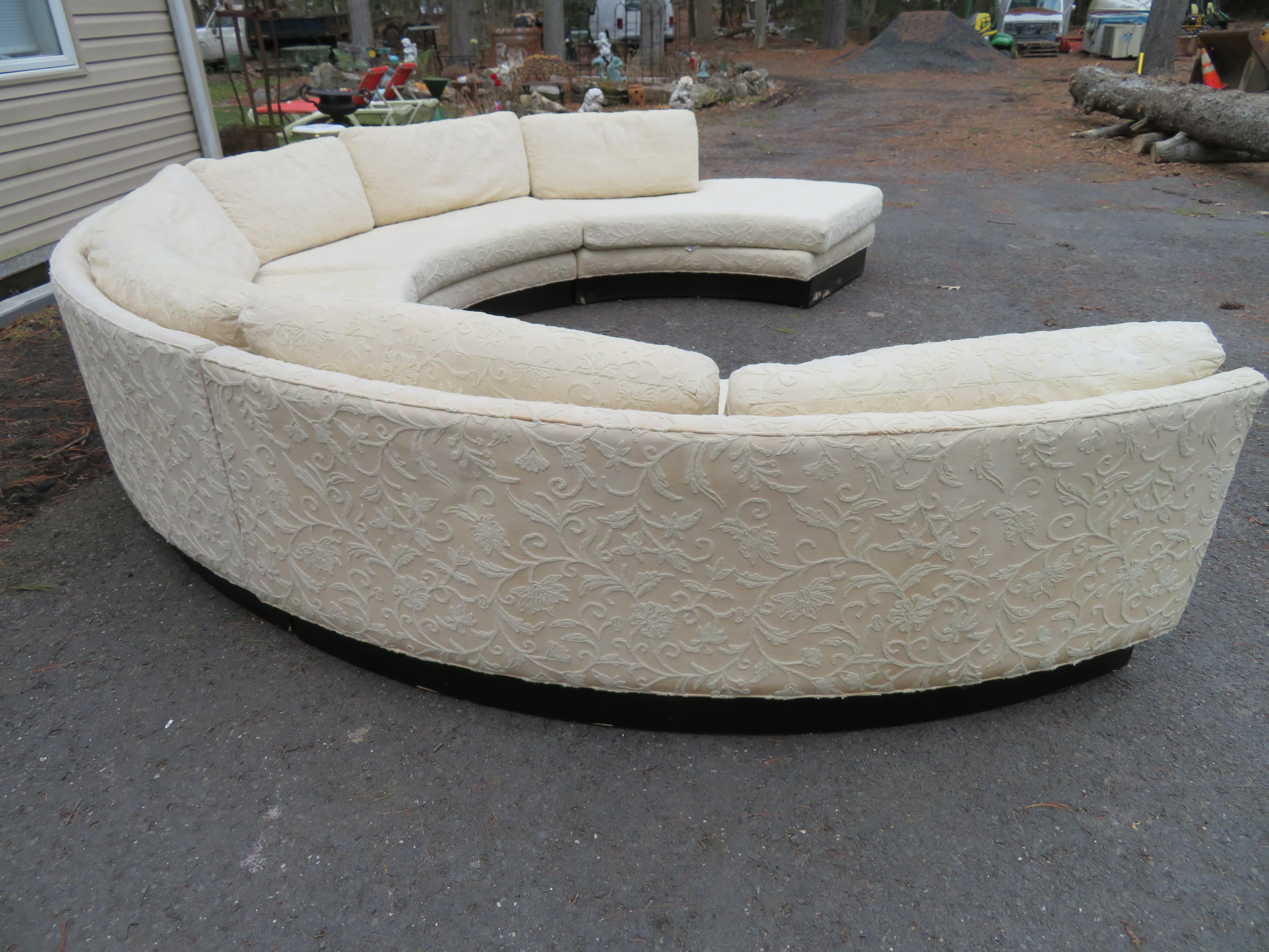 Stunning 4-Piece Erwin Lambeth Circular Curved Sofa Sectional Mid-Century Modern For Sale 3
