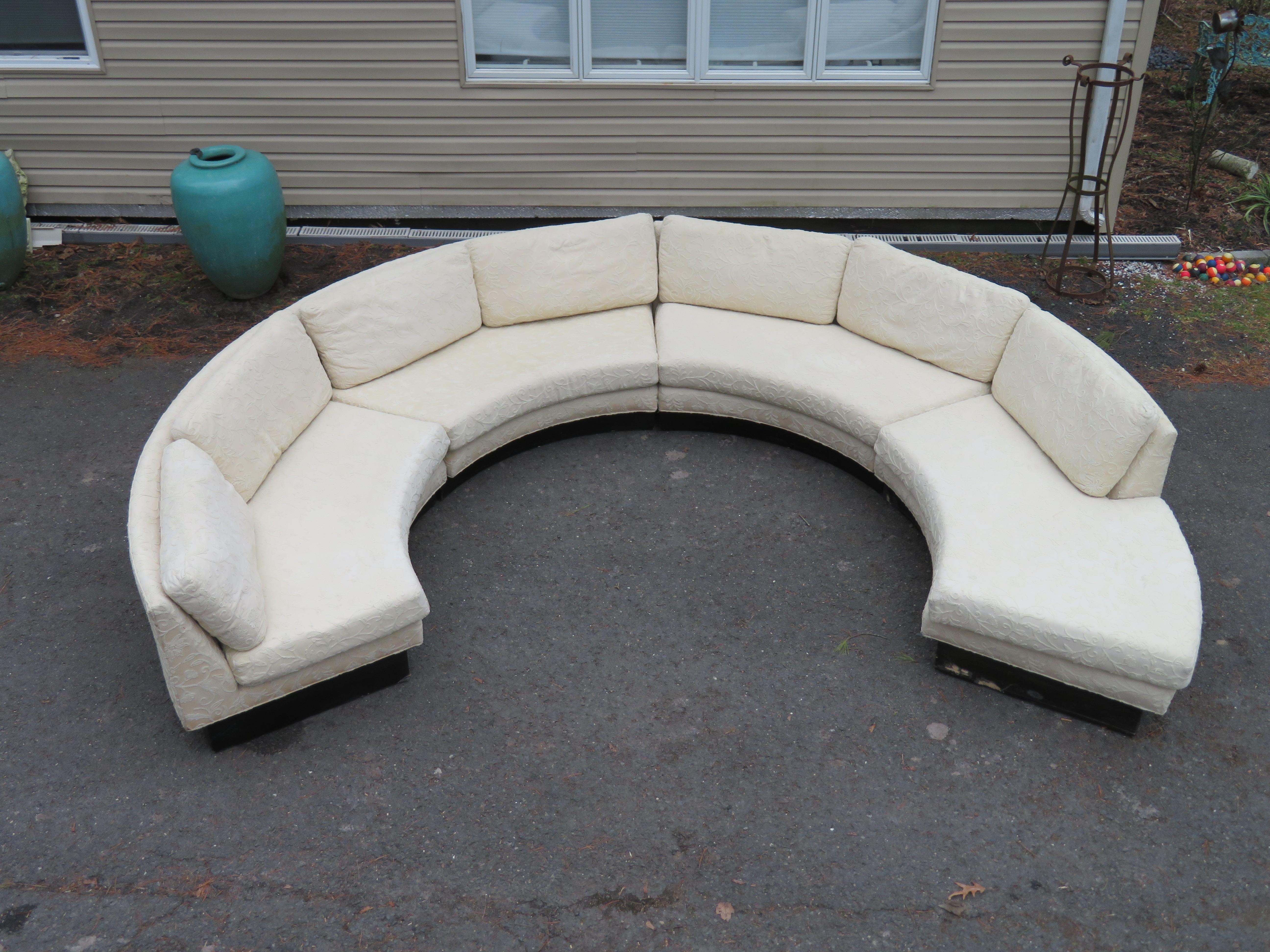 Stunning 4-Piece Erwin Lambeth Circular Curved Sofa Sectional Mid-Century Modern For Sale 4