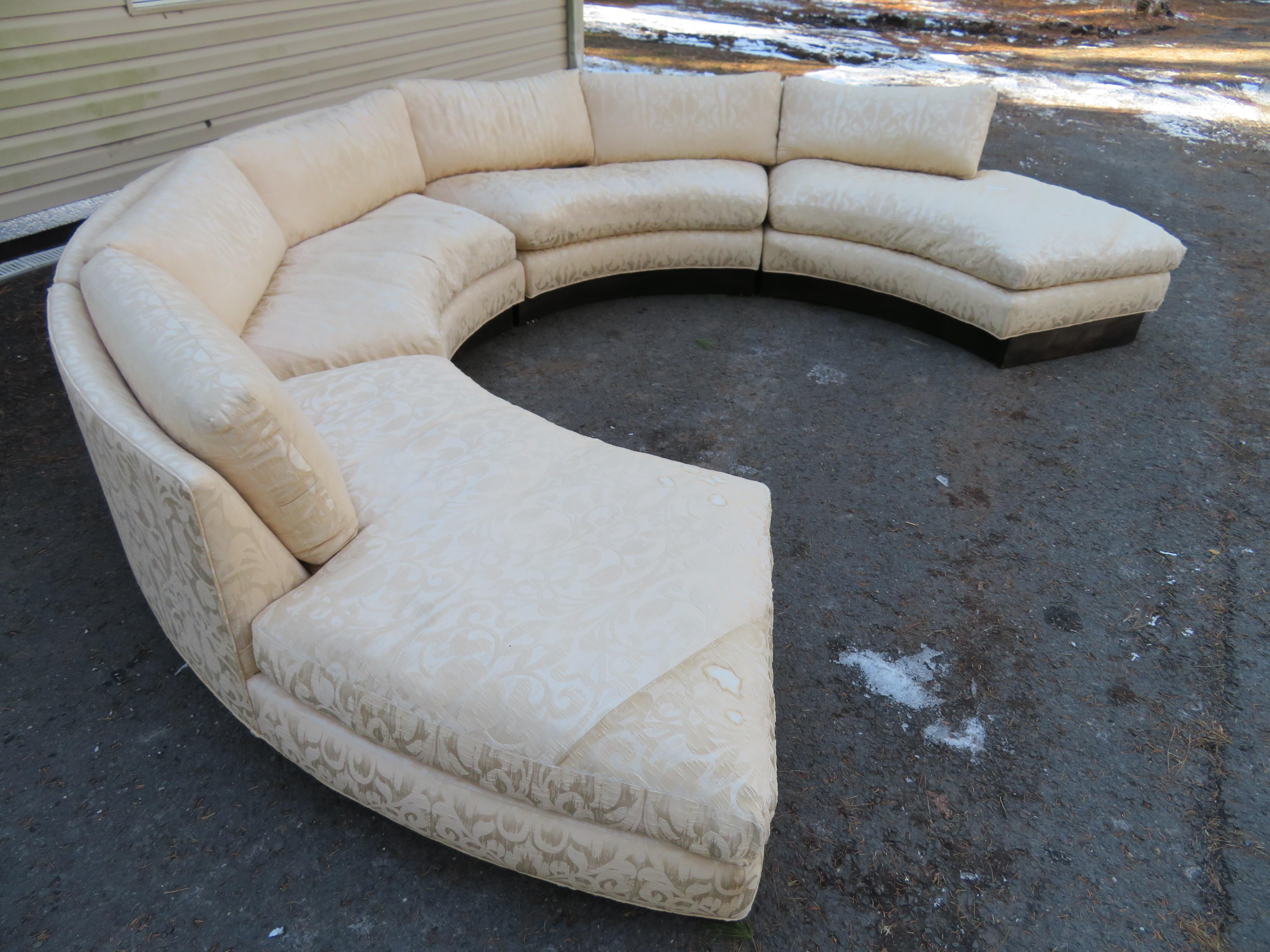 Stunning 4-Piece Erwin Lambeth Circular Curved Sofa Sectional Mid-Century Modern 9