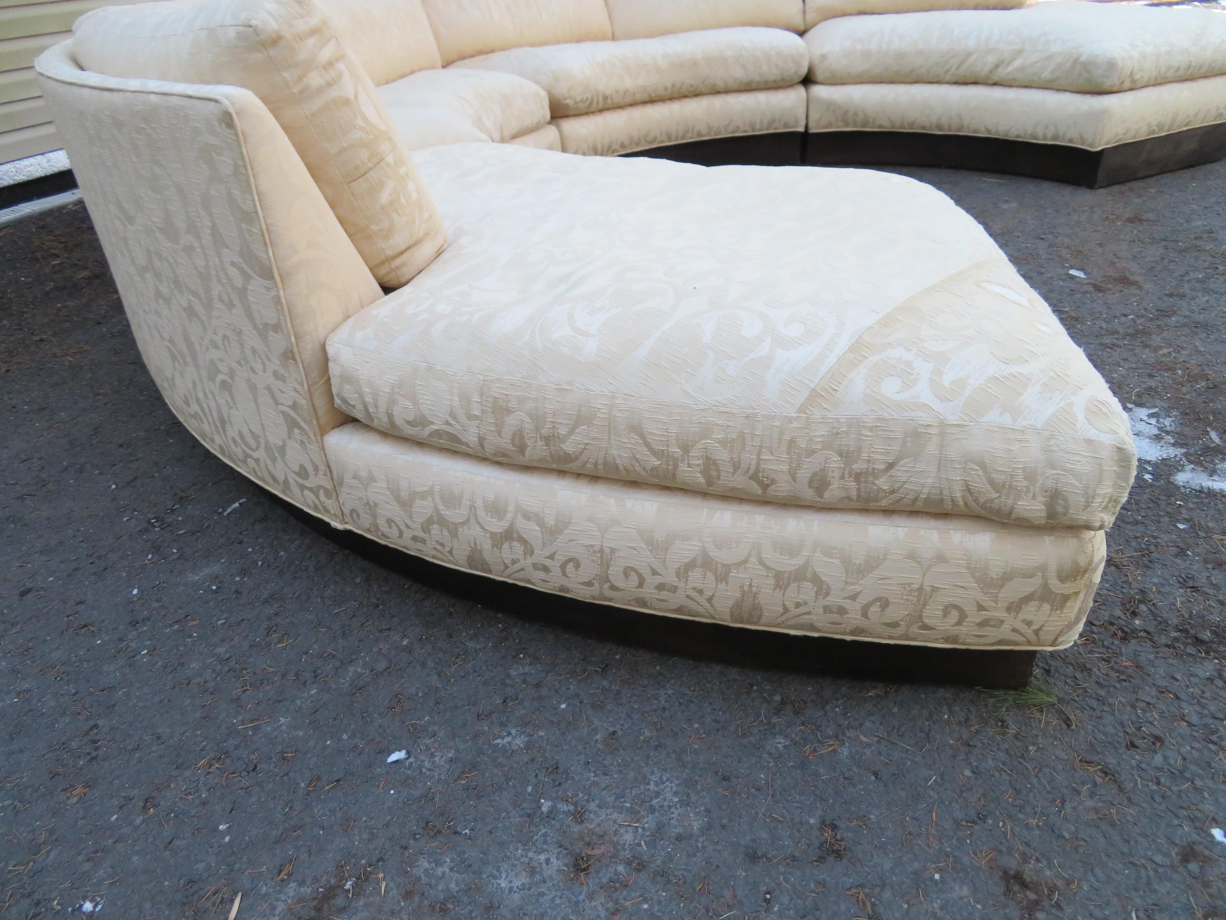 American Stunning 4-Piece Erwin Lambeth Circular Curved Sofa Sectional Mid-Century Modern