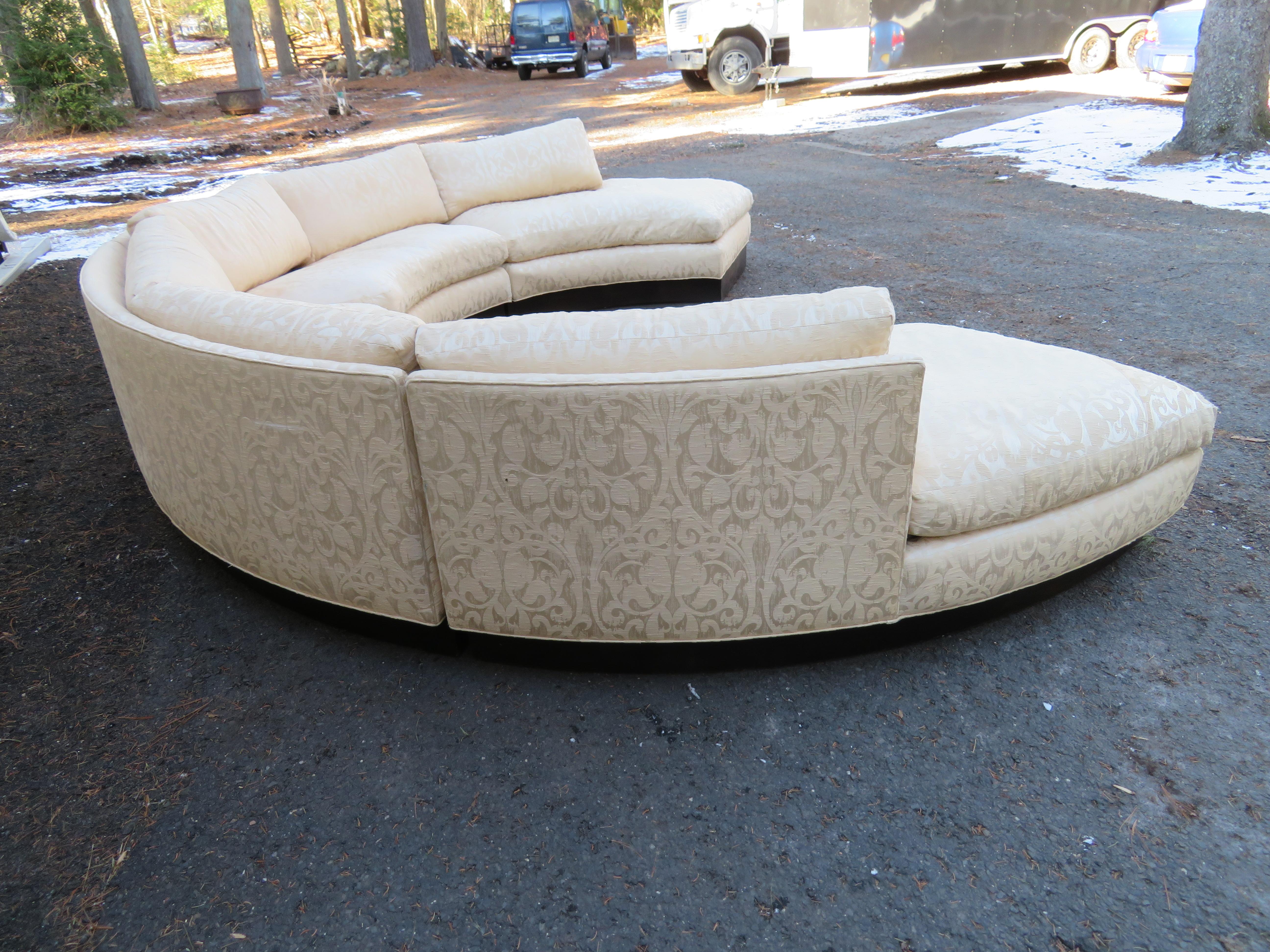 Stunning 4-Piece Erwin Lambeth Circular Curved Sofa Sectional Mid-Century Modern 1