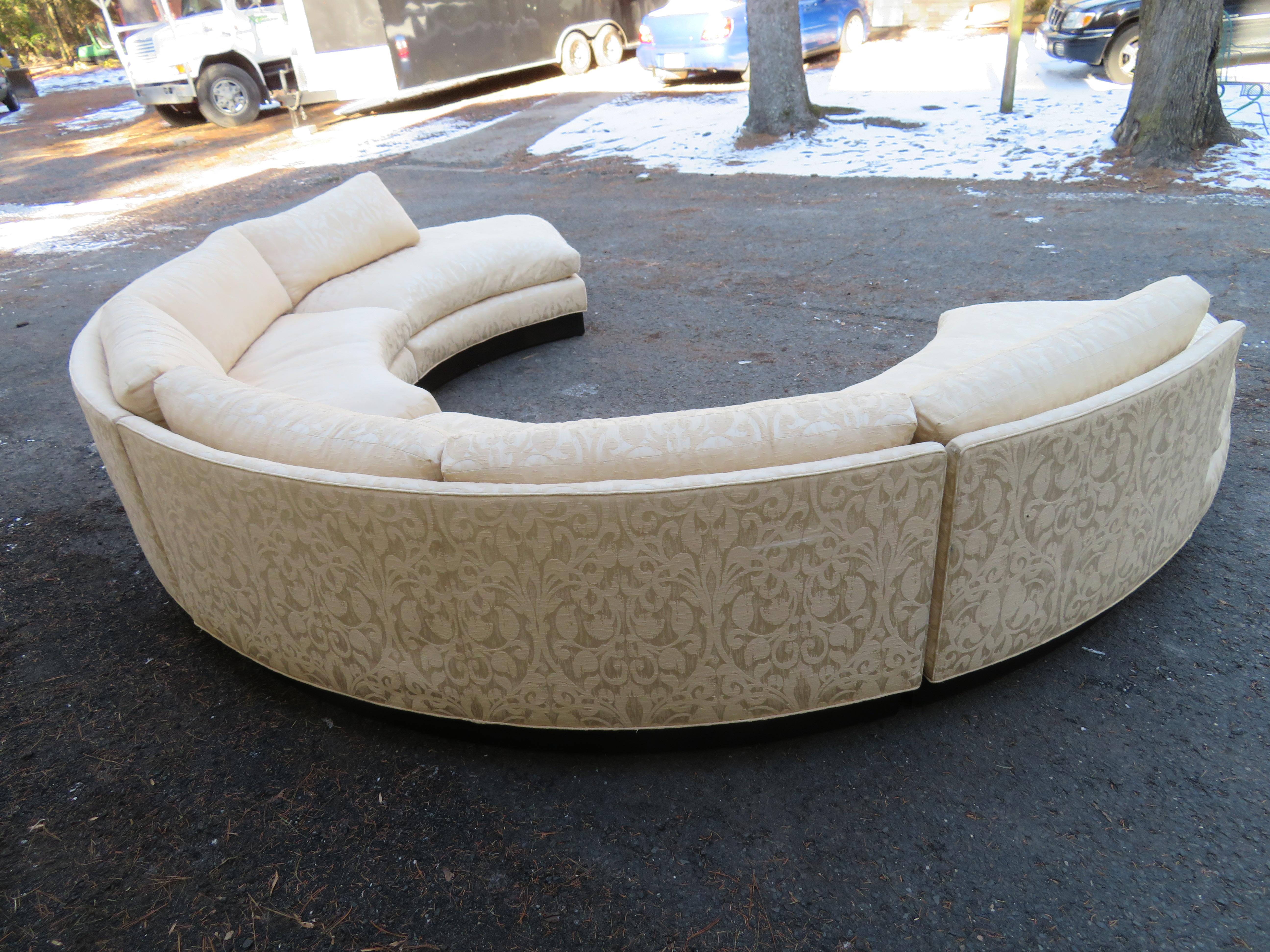 Stunning 4-Piece Erwin Lambeth Circular Curved Sofa Sectional Mid-Century Modern 2