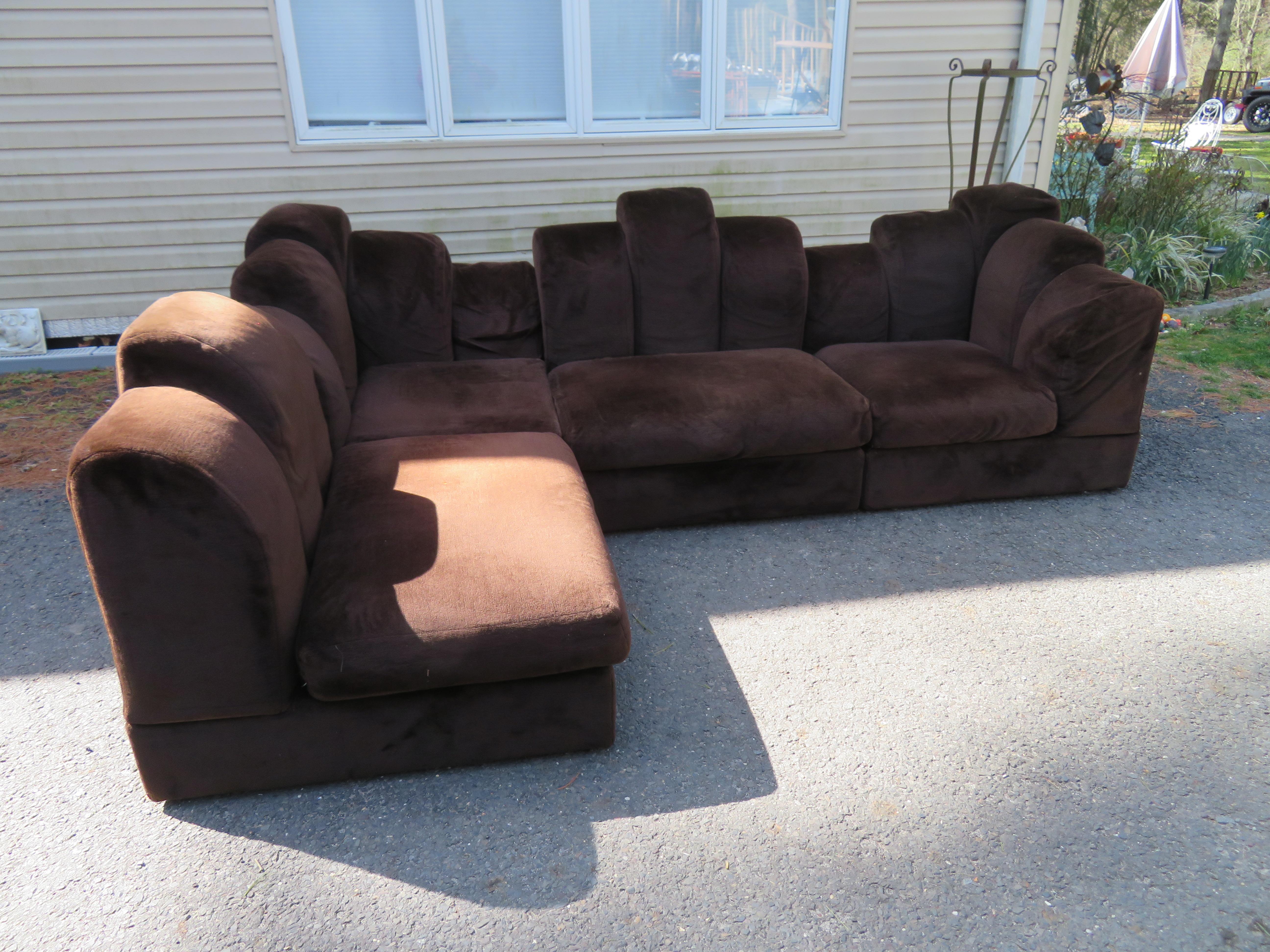 Stunning 4 Piece Skyscraper Sectional Sofa Hans Hopfer Style Midcentury For Sale 7