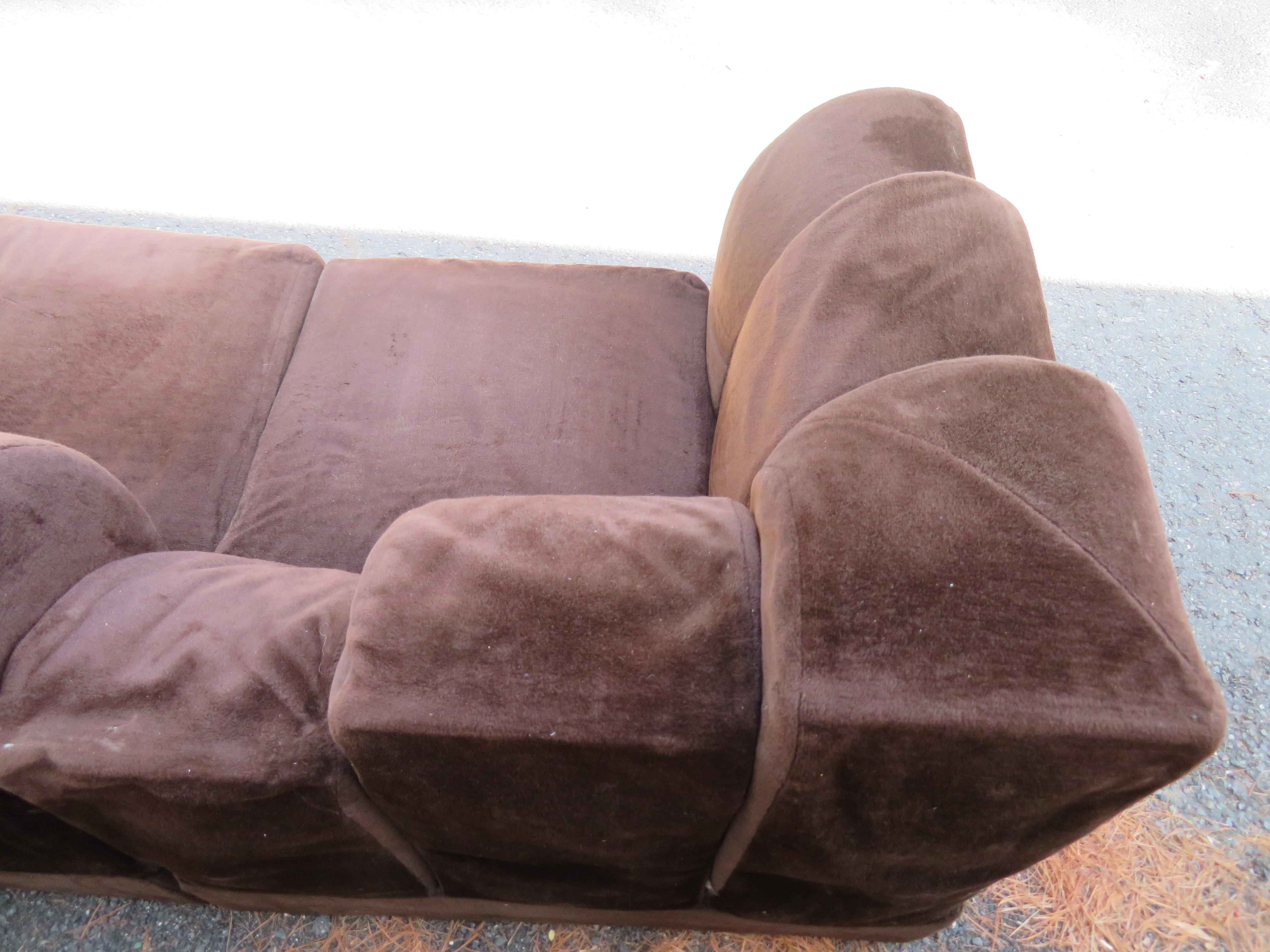Stunning 4 Piece Skyscraper Sectional Sofa Hans Hopfer Style Midcentury In Good Condition For Sale In Pemberton, NJ