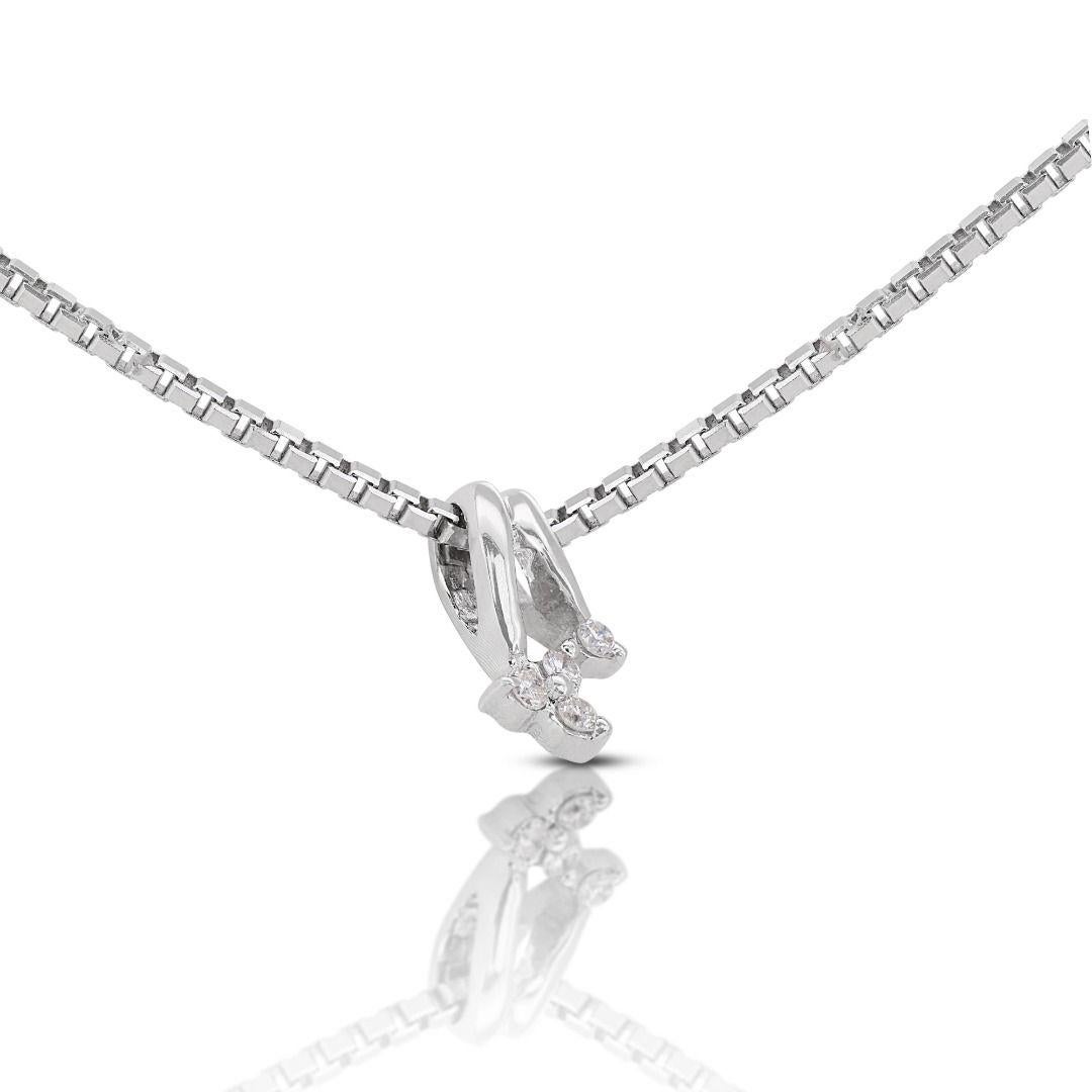 Round Cut Stunning 4-stone 0.04ct Diamond Pendant 18K White Gold -  (Chain not included) For Sale