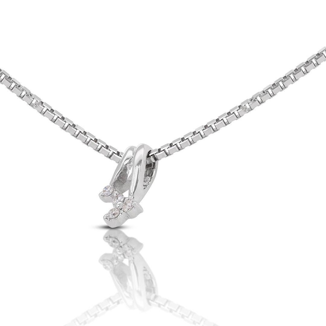 Stunning 4-stone 0.04ct Diamond Pendant 18K White Gold -  (Chain not included) In New Condition For Sale In רמת גן, IL