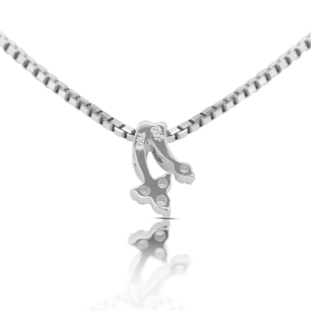 Stunning 4-stone 0.04ct Diamond Pendant 18K White Gold -  (Chain not included) For Sale 1