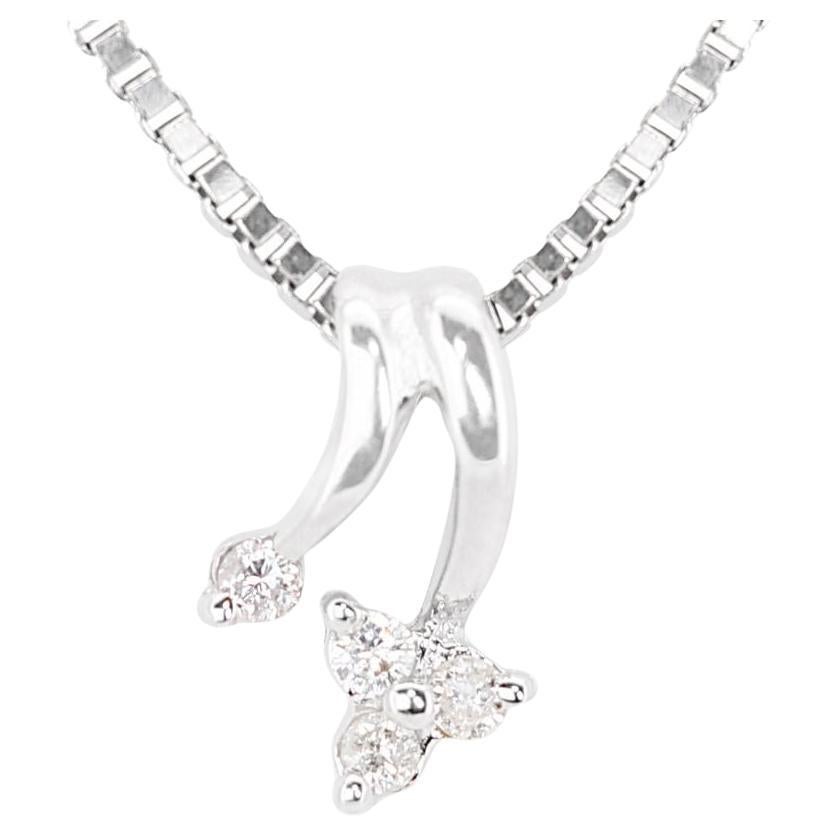 Stunning 4-stone 0.04ct Diamond Pendant 18K White Gold -  (Chain not included) For Sale