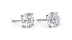 Stunning 4.03ct Triple Excellent Ideal Cut Diamonds Stud Earrings