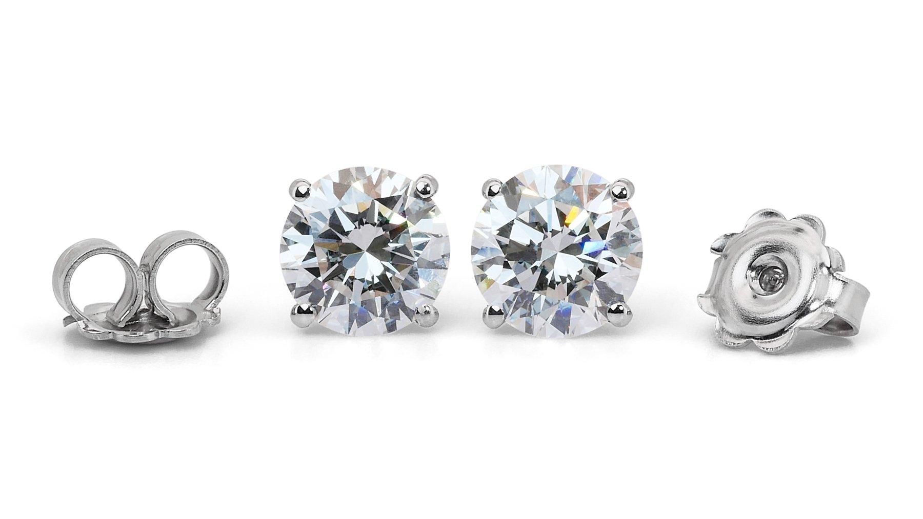Stunning 4.03ct Triple Excellent Ideal Cut Diamonds Stud Earrings 3