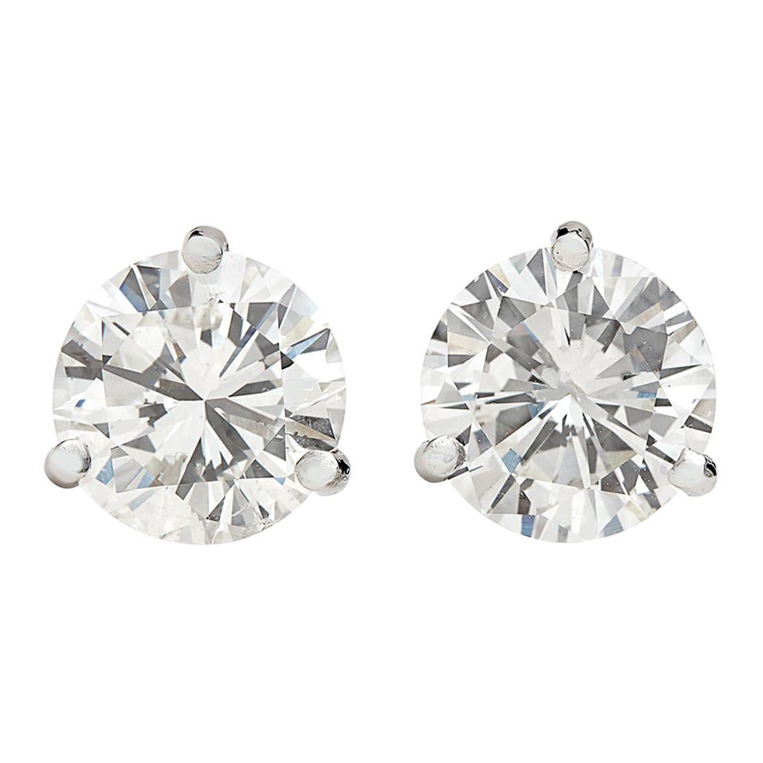 Stunning 4.04 Carat Round Brilliant Diamond Stud Earrings