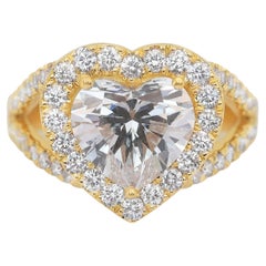 Stunning 4.06ct Diamonds Heart-Shaped Halo Ring in 18k Yellow Gold Stunning 4.06ct Diamonds Heart-Shaped Halo Ring in 18k Yellow Gold