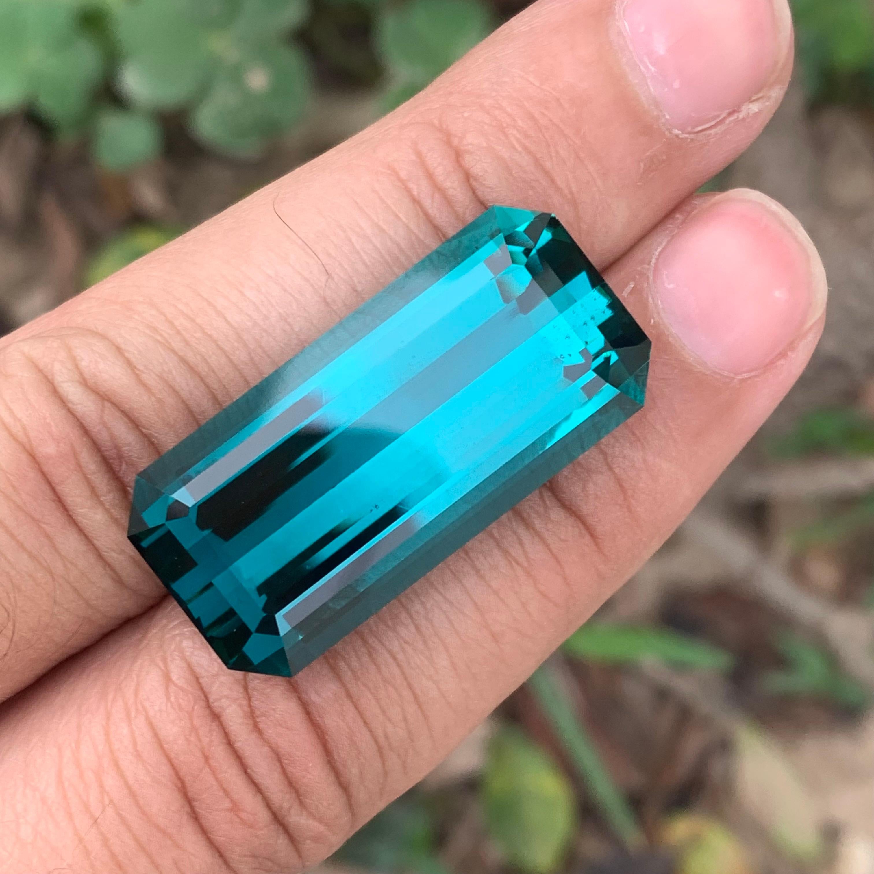 Emerald Cut Stunning 40.80 Carat Natural Loose Blue Indicolite Tourmaline for Necklace Jewel For Sale