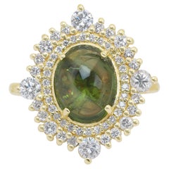 Atemberaubender Cocktailring aus 14 Karat Gelbgold mit 4,17 Karat Turmalin und Diamanten