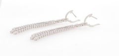 Stunning 4.35 Carat Diamond and 18k White Gold Tassel Drop Earrings