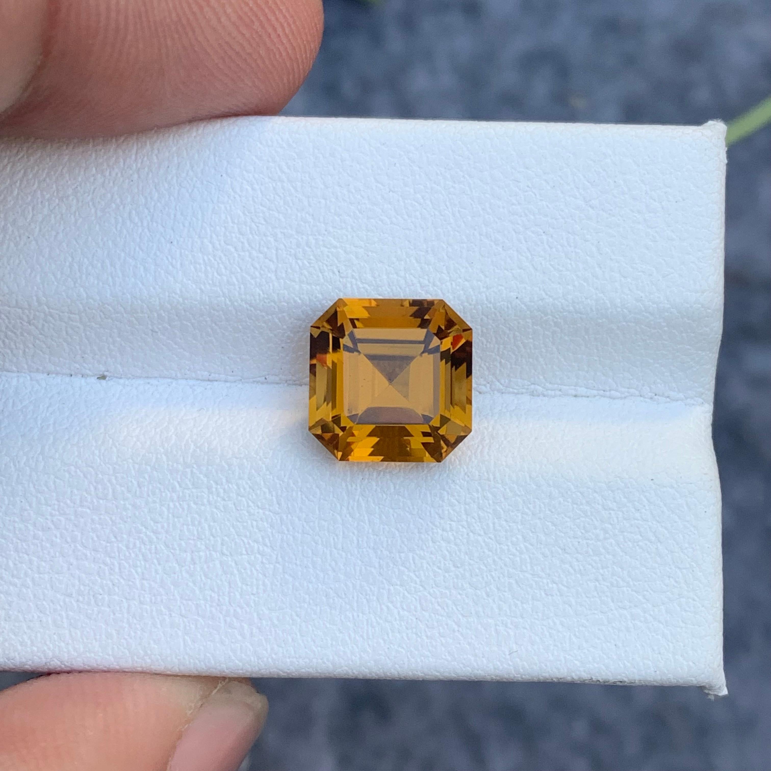 Faceted Honey Citrine
Weight : 4.45 Carats
Dimensions : 9.5x9.5x7.5 Mm
Clarity : Loupe Clean 
Origin : Brazil
Color: Brown 
Shape: Square Asscher
Certificate: On Demand
Month: November
.
The Many Healing Properties of Citrine
Increase Optimism, And
