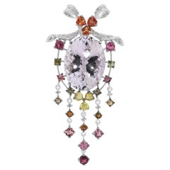 Whiting - Pendentif en or blanc 18 carats de 44,65 ct de kunzite et de pierres multiples