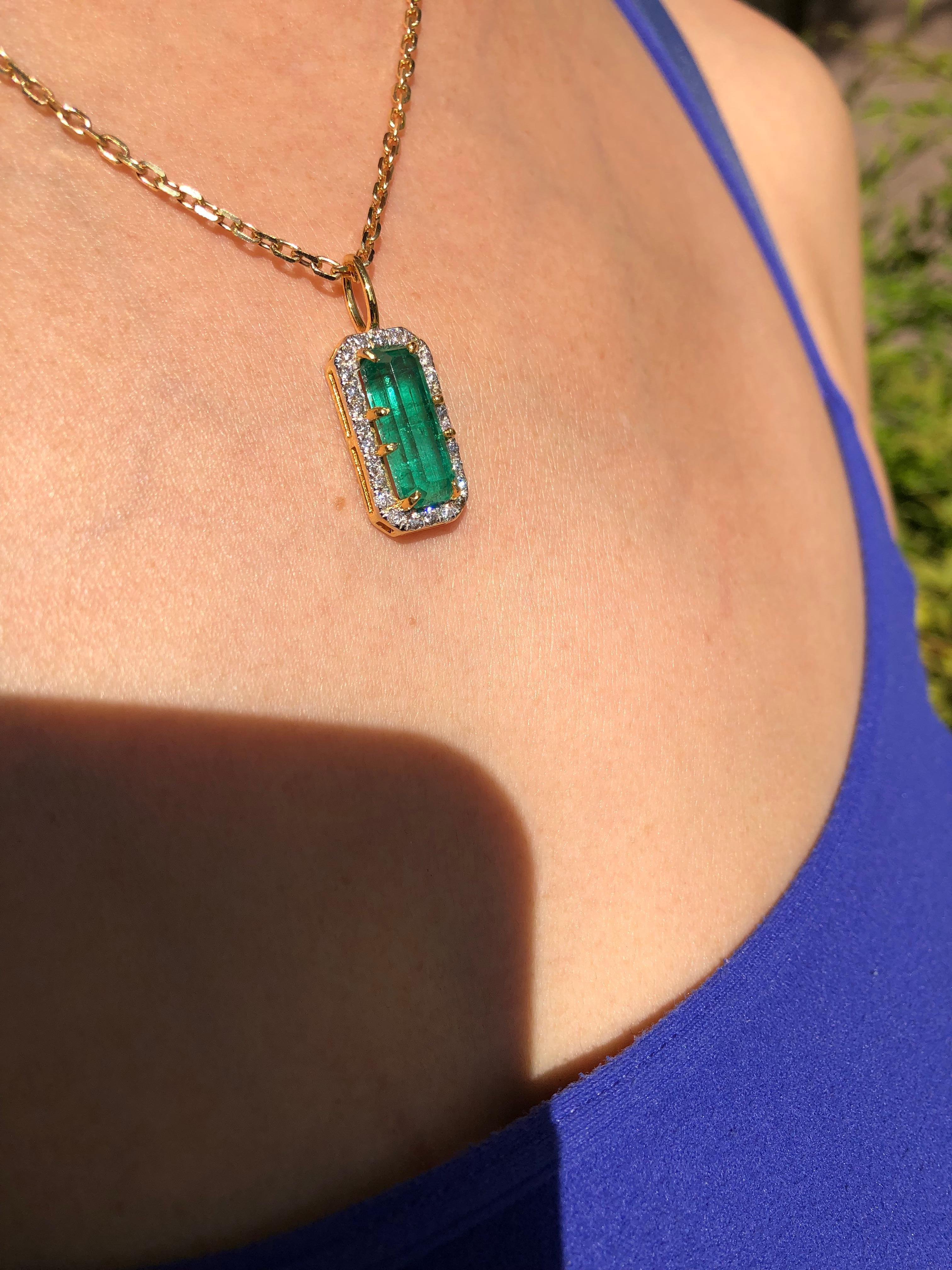Stunning 4.72 Afghan Emerald Pendant with Diamond Halo 6