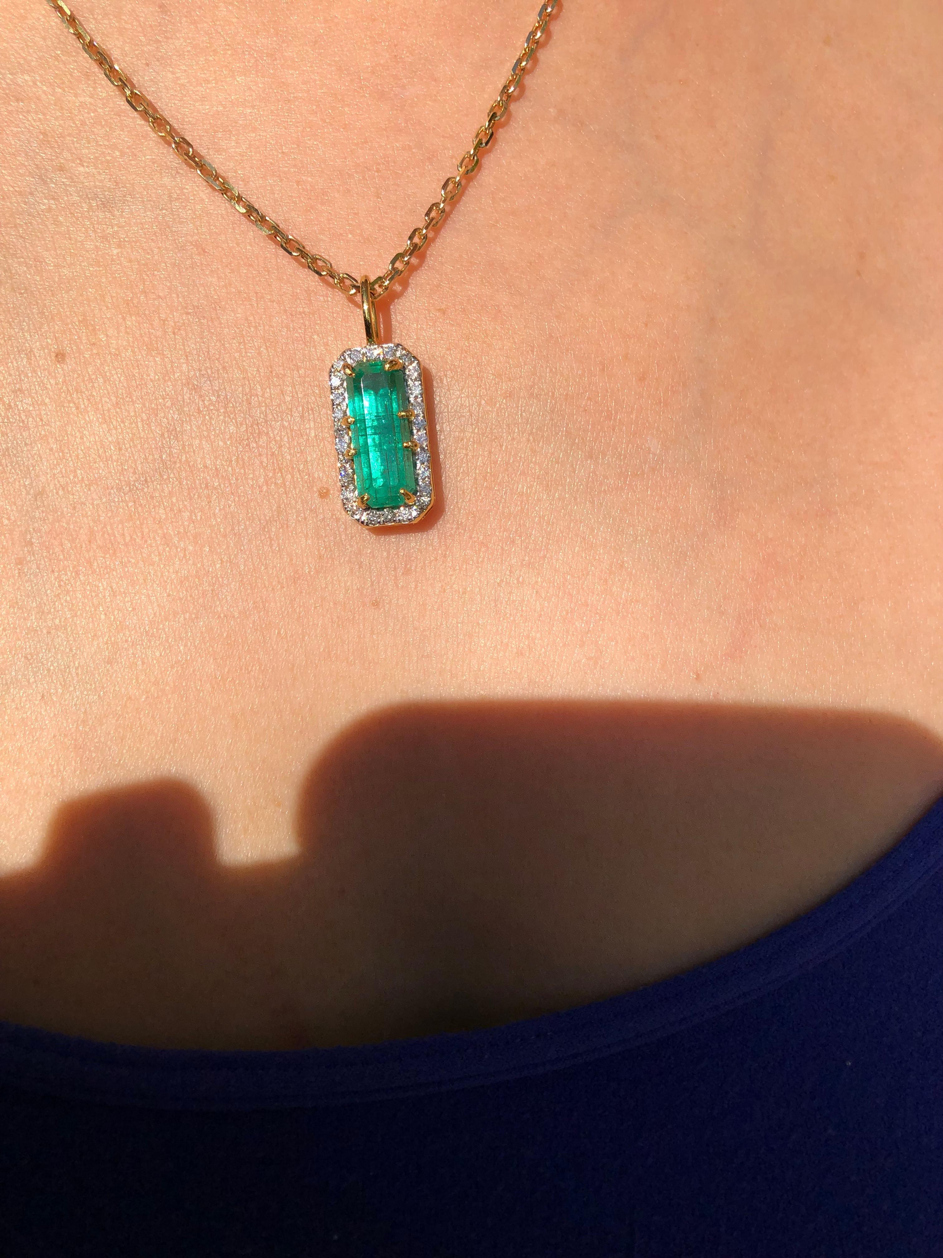 Stunning 4.72 Afghan Emerald Pendant with Diamond Halo 7