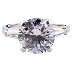 Superbe bague de fiançailles en platine avec trois diamants de 4,72 CTW
