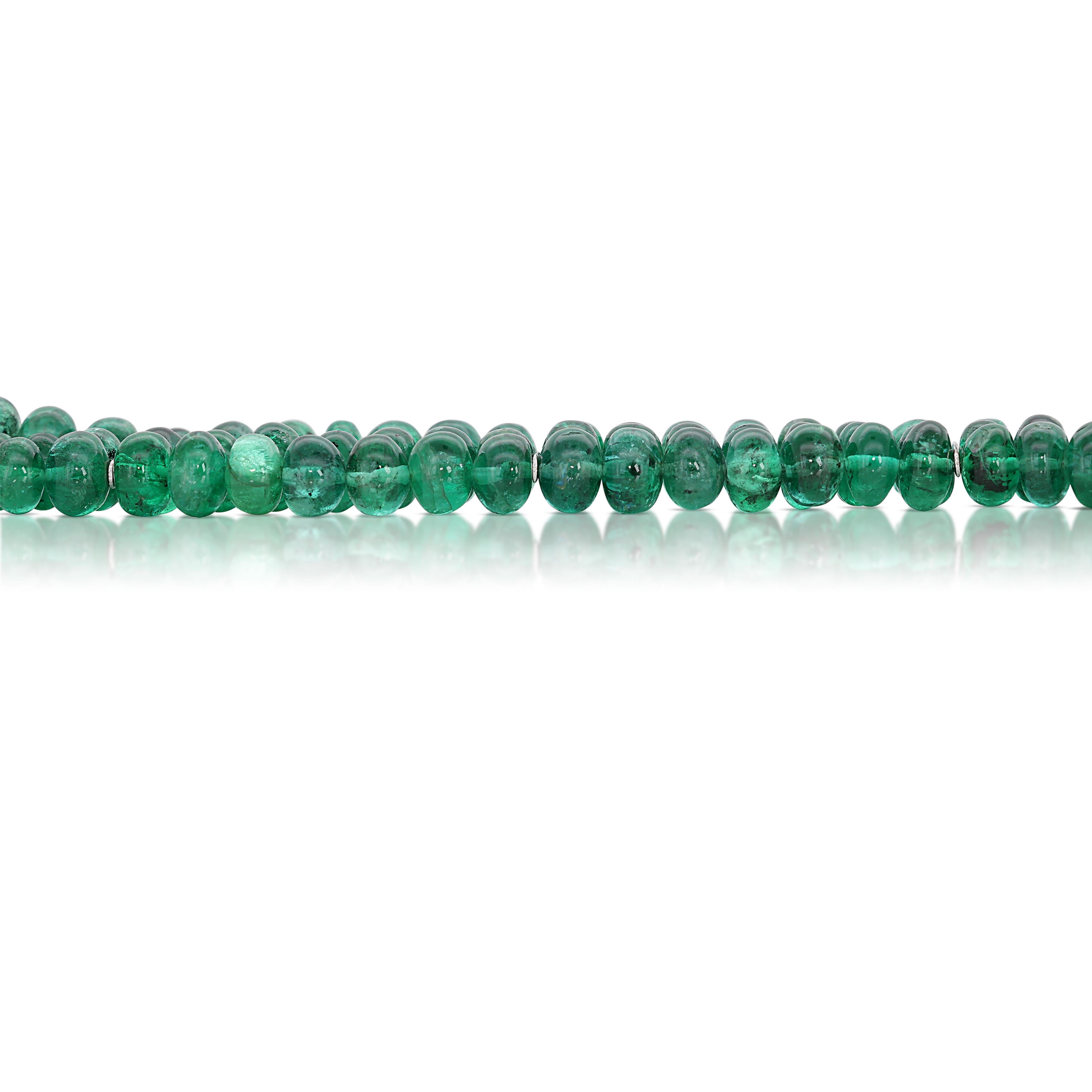Stunning 4.76ct Emerald Bracelet with Diamonds in 18K White Gold  For Sale 2