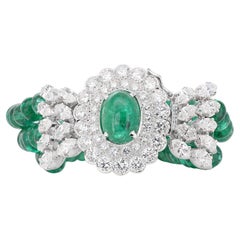 Stunning 4.76ct Emerald Bracelet with Diamonds in 18K White Gold 