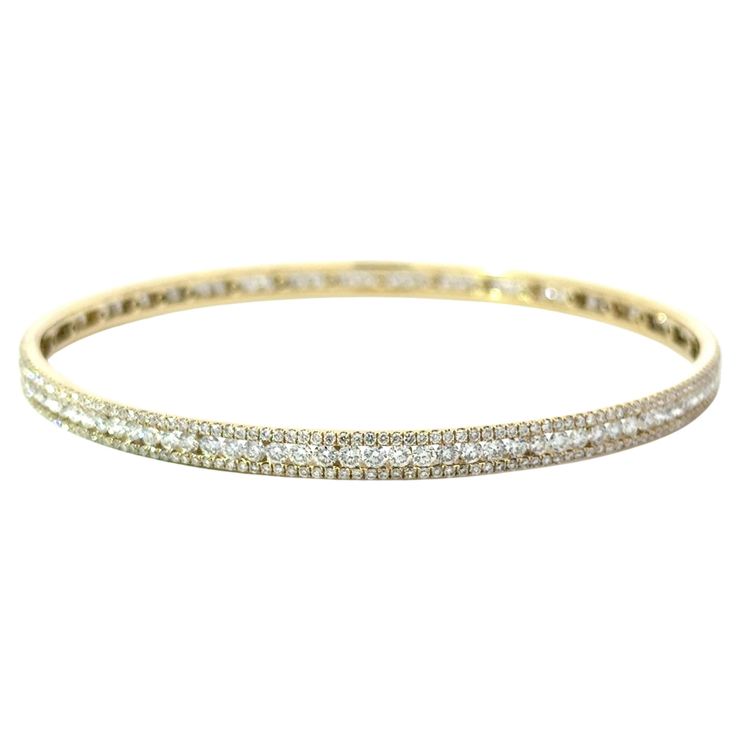 Stunning 4.79CT 3 Row Natural Diamond Bangle Bracelet