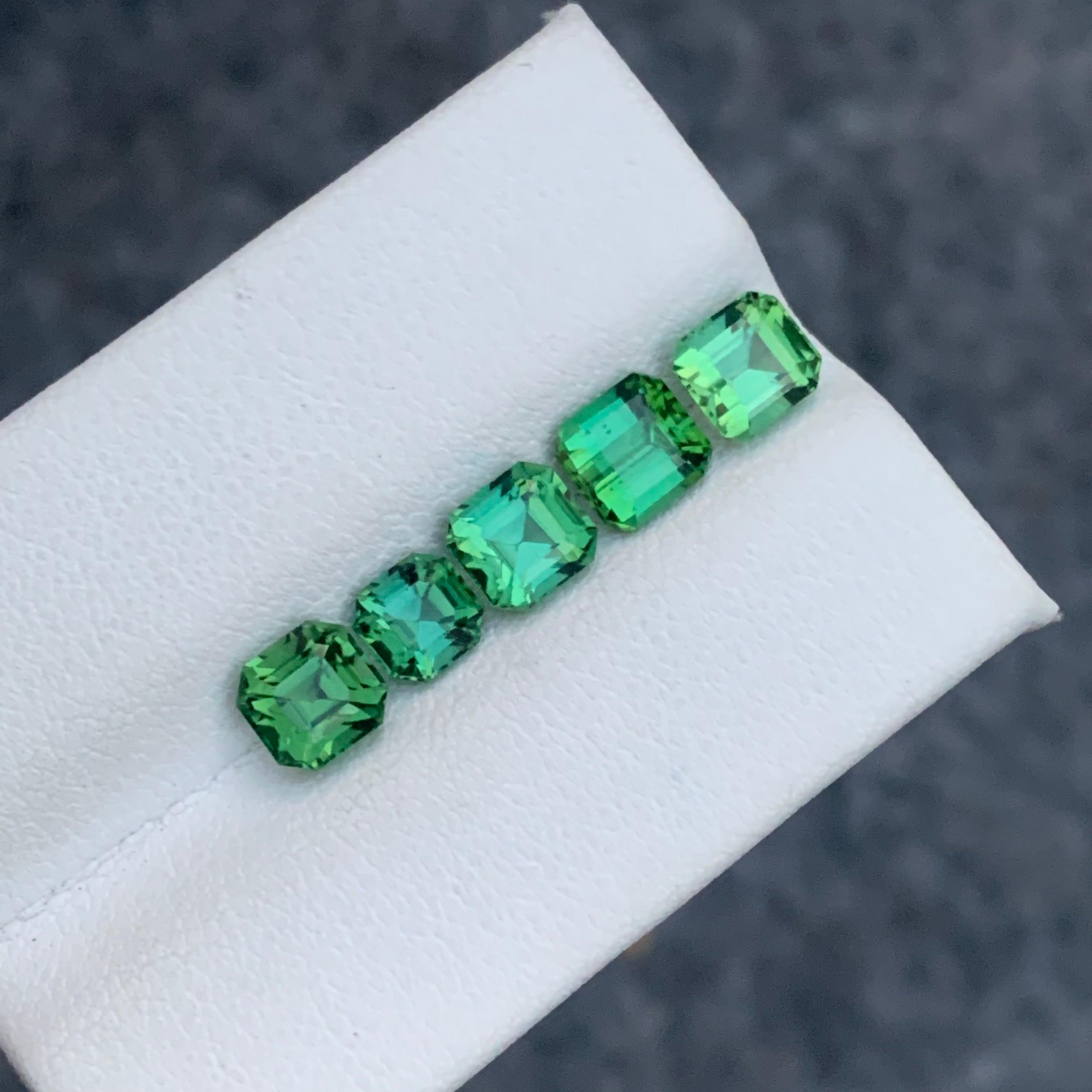 Gemstone Type : Tourmaline
Weight : 4.90 Carats
Size: 0.65 to 10.5 Carat
Origin : Kunar Afghanistan
Clarity : Eye Clean
Shape: Asscher 
Color: Mint Green
Certificate: On Demand
Basically, mint tourmalines are tourmalines with pastel hues of light