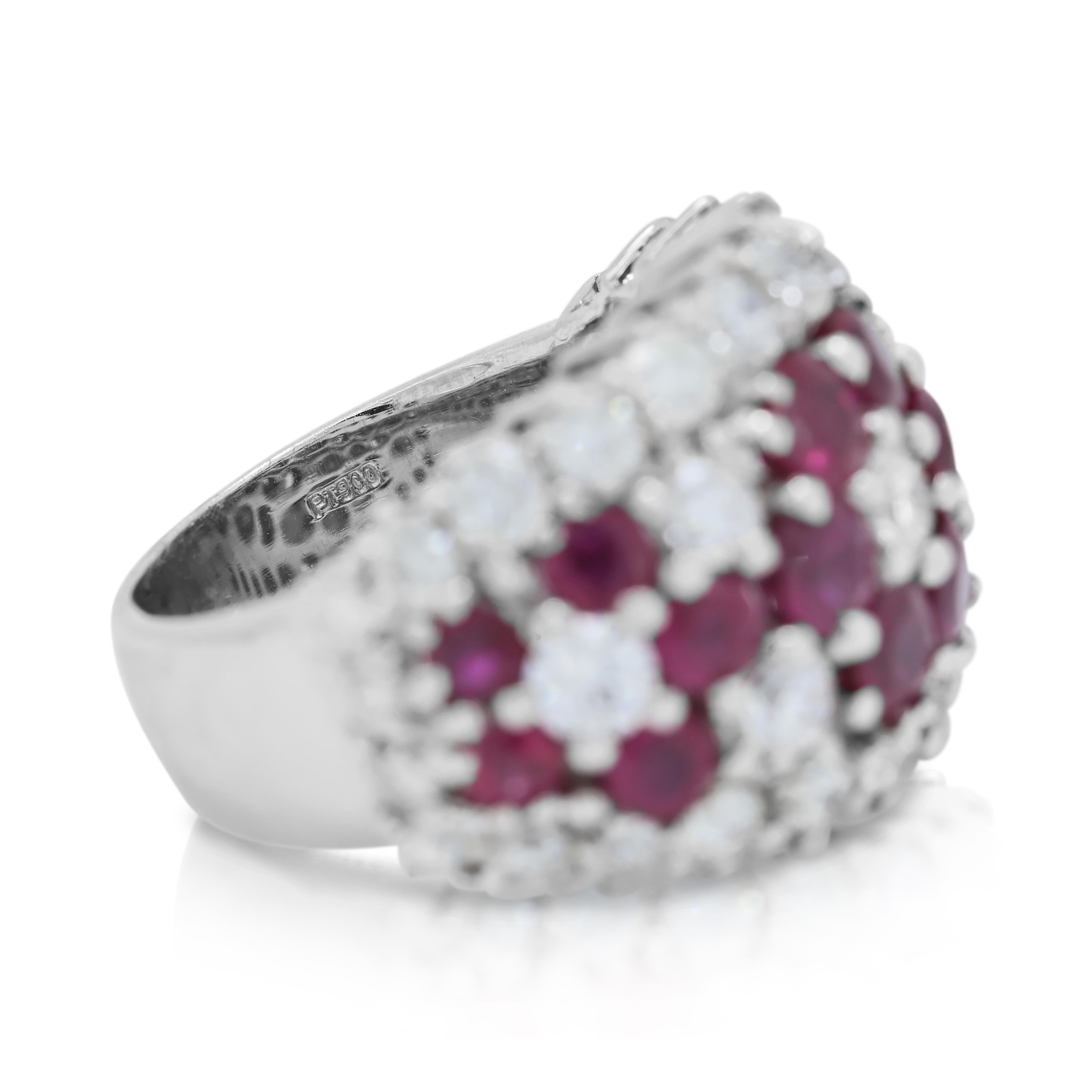 Women's Stunning 4ct Ruby and 3.05ct Diamond Ring in Platinum For Sale