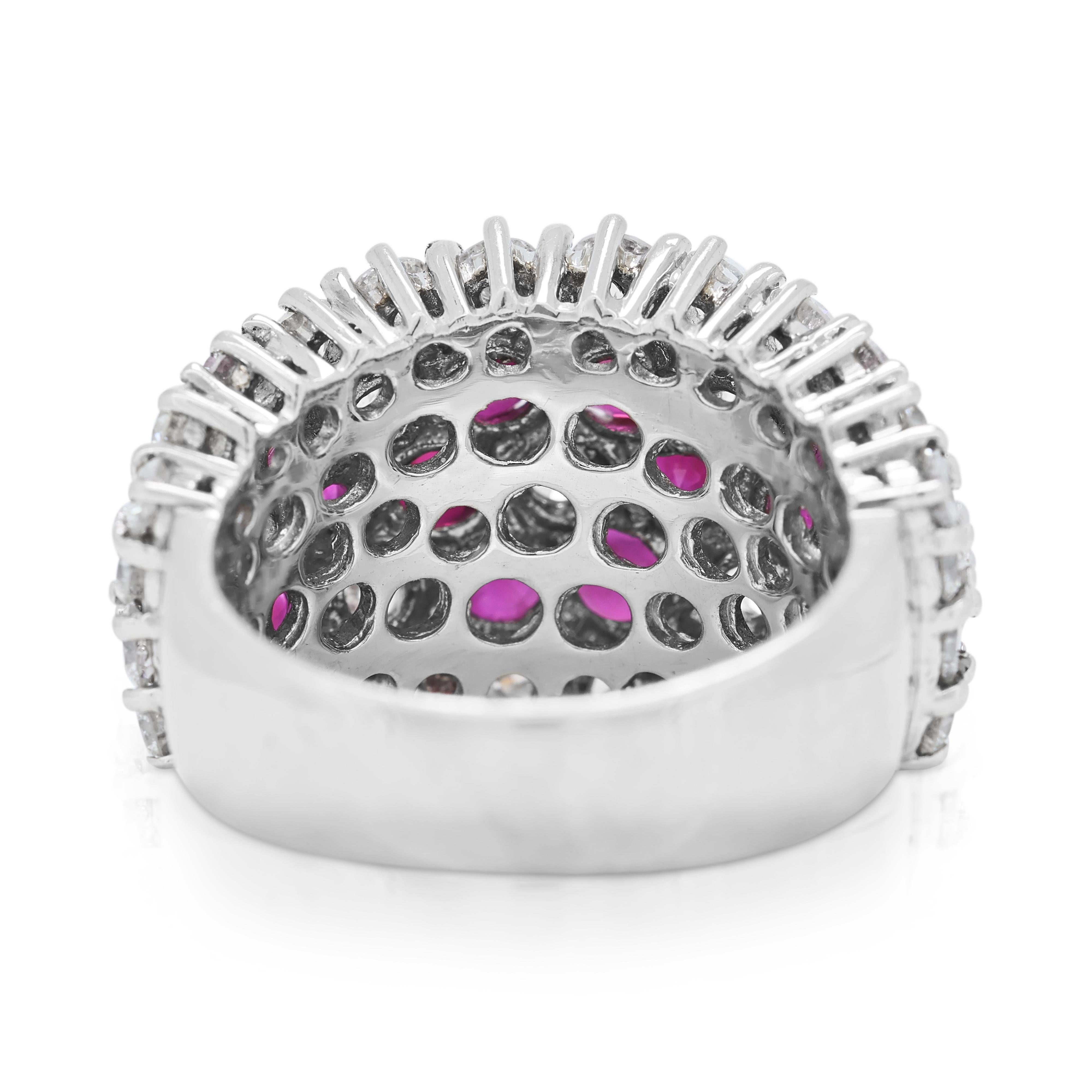 Stunning 4ct Ruby and 3.05ct Diamond Ring in Platinum For Sale 1