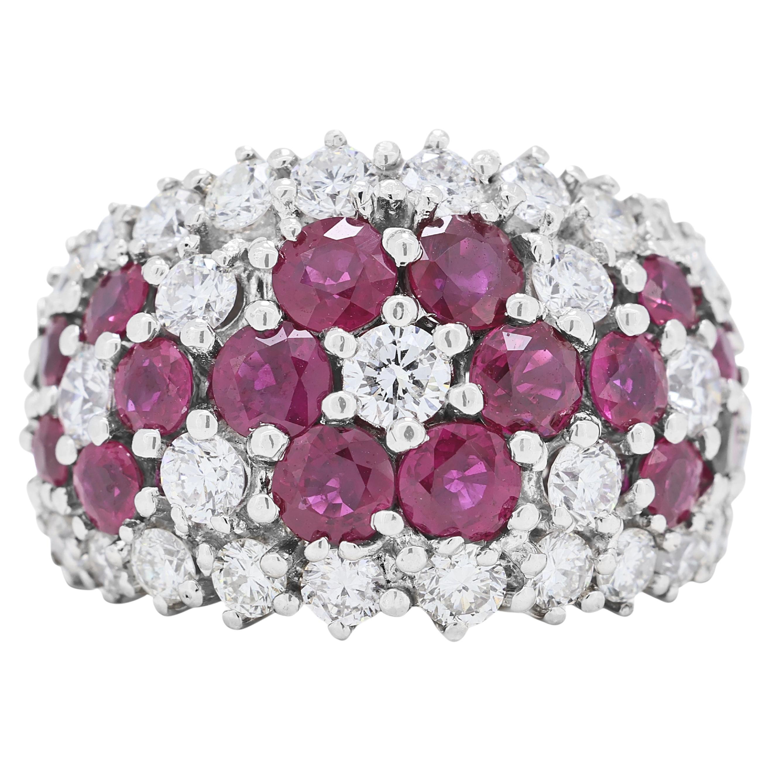 Stunning 4ct Ruby and 3.05ct Diamond Ring in Platinum For Sale