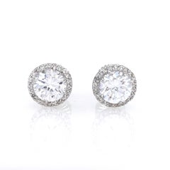 Stunning 4ct Simulated Diamond Halo Stud Earrings
