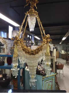 Stunning 4ft tall, French crystal waterfall chandelier (pair available)