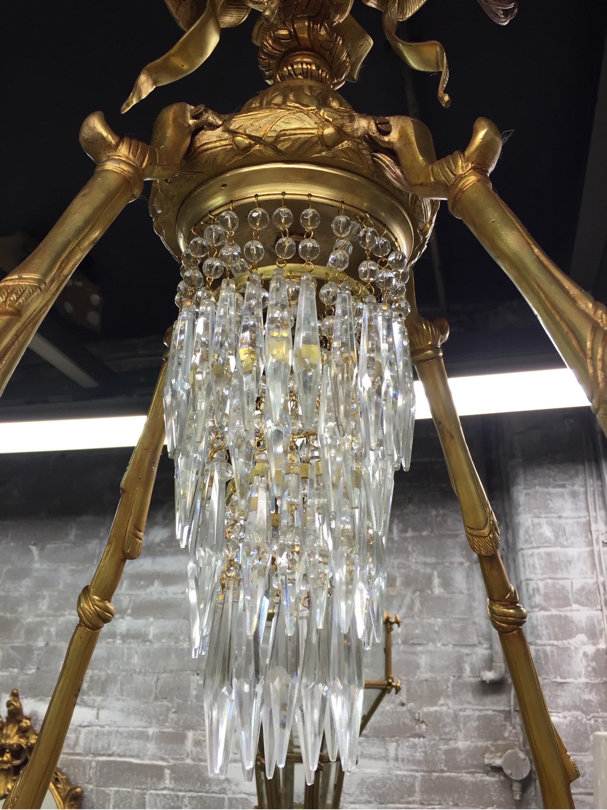 Stunning 4ft tall, French crystal waterfall chandelier (pair available)  For Sale 1