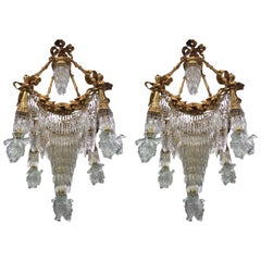Stunning 4ft tall, French crystal waterfall chandelier (pair available)