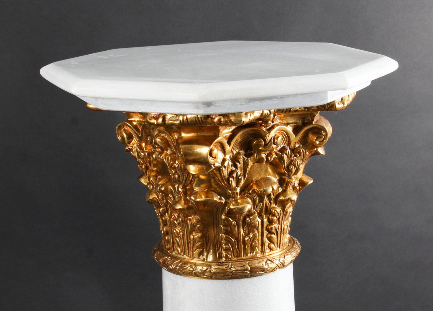 White Marble and Ormolu Mounted Pedestal, 20th Century 5
