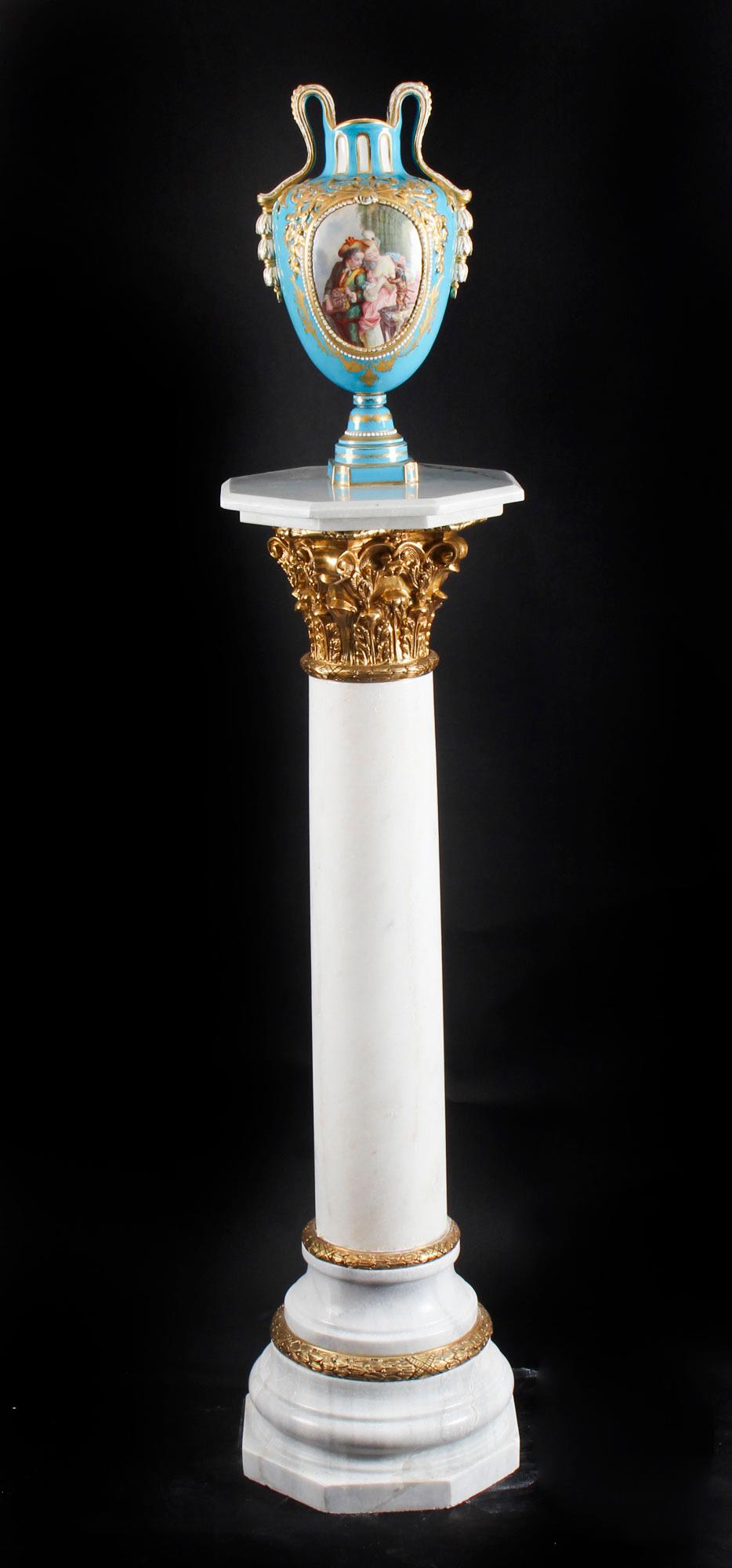 White Marble and Ormolu Mounted Pedestal, 20th Century 1