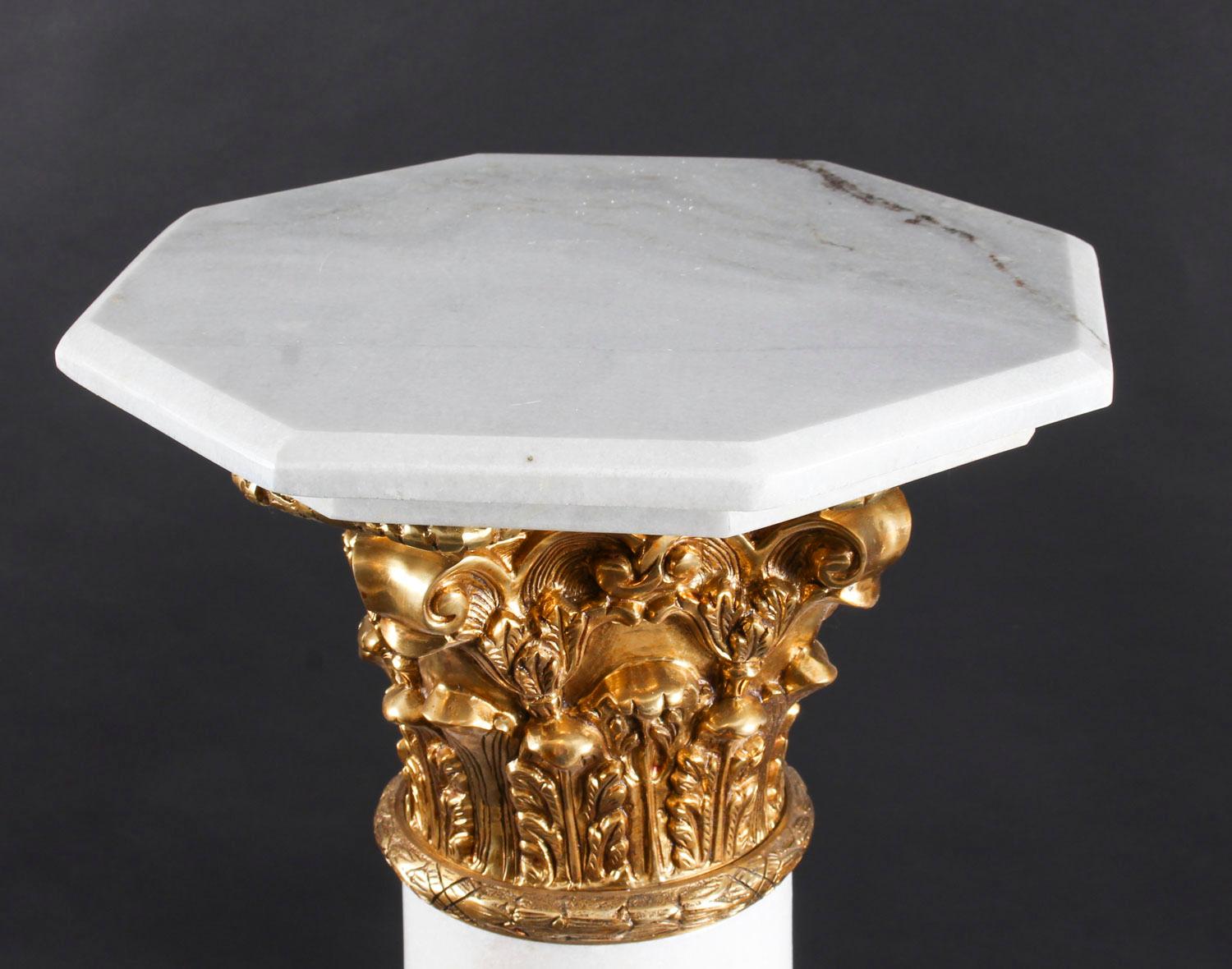 White Marble and Ormolu Mounted Pedestal, 20th Century 2