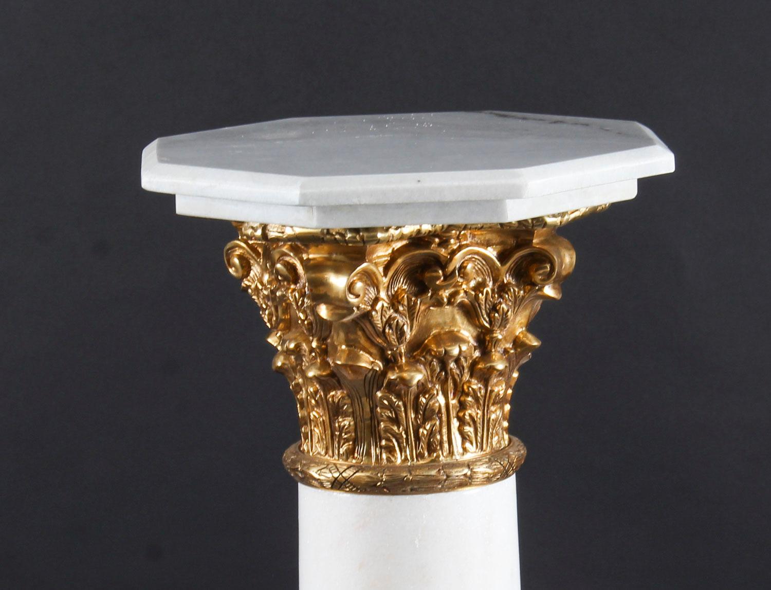 White Marble and Ormolu Mounted Pedestal, 20th Century 3