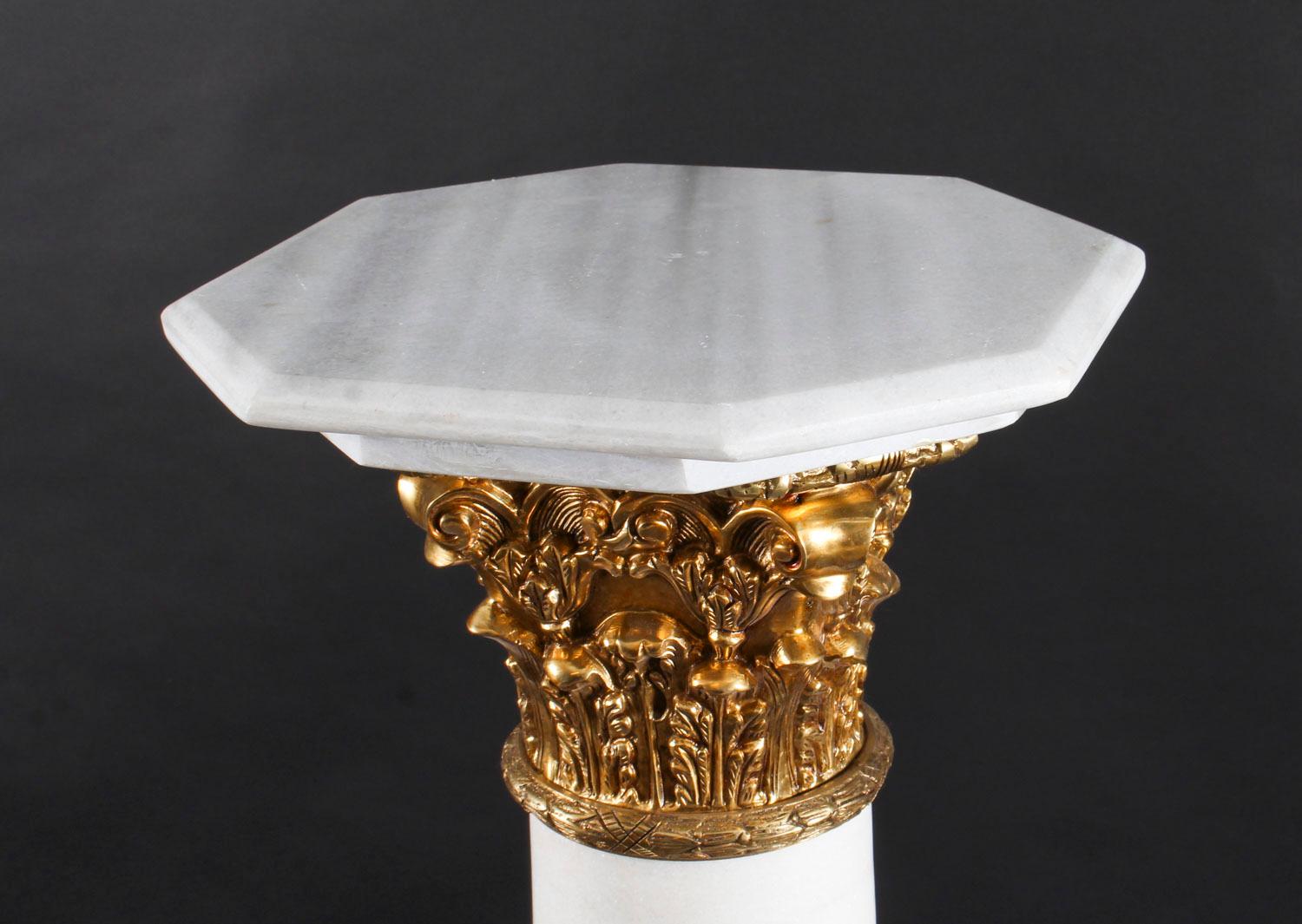White Marble and Ormolu Mounted Pedestal, 20th Century 4