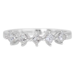 Stupendo anello a 5 pietre con diamanti naturali da 0,50 carati in oro bianco 18K